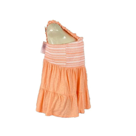 Torrid 0-L Peach Woven Smocked Detail Square Neckline Babydoll Sleeveless Top - Picture 3 of 6